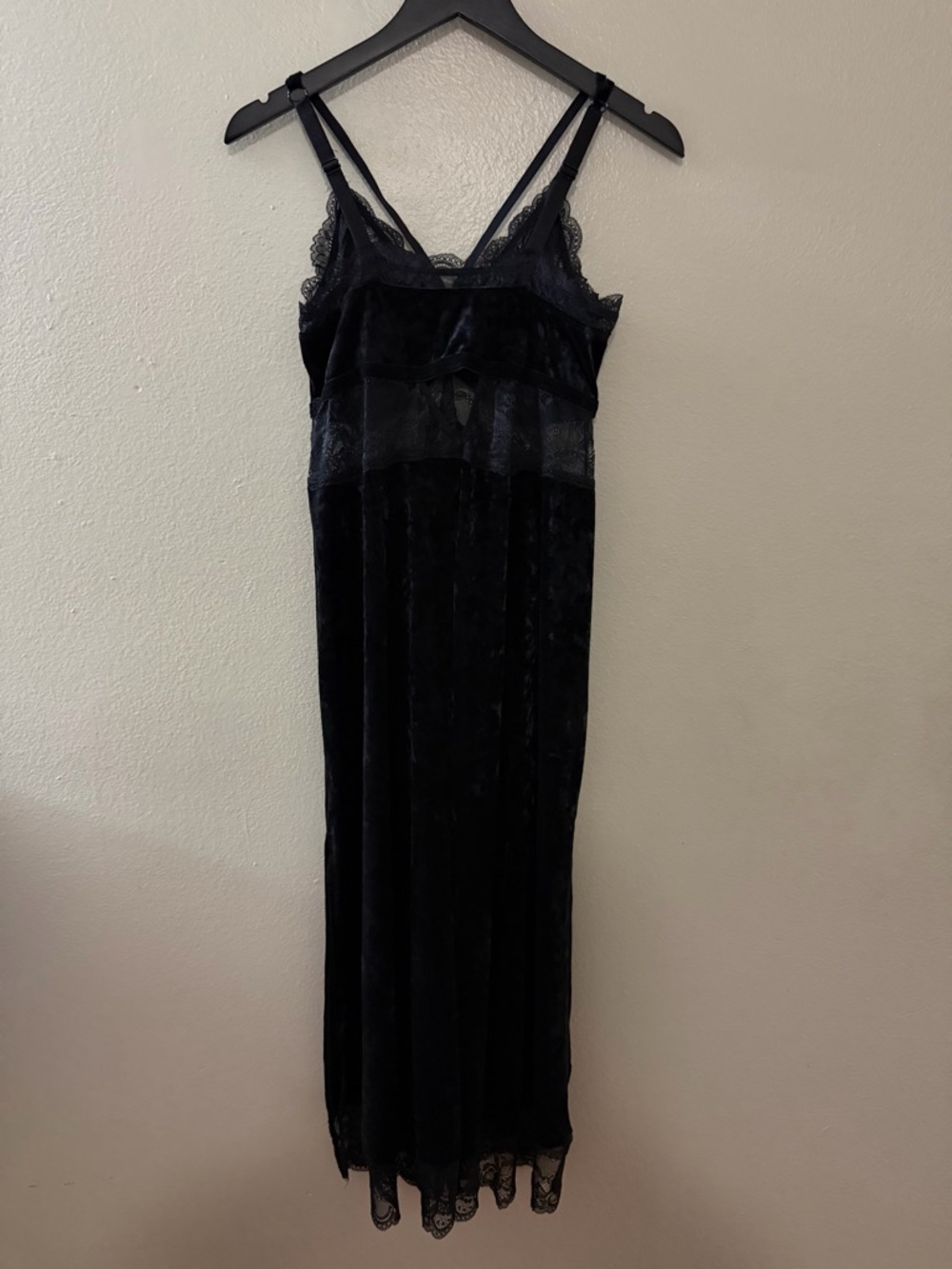 NWT Torrid Velour Lace Maxi Slip Dress Black Crushed Velvet Lingerie Nightgown 1 - Picture 10 of 13